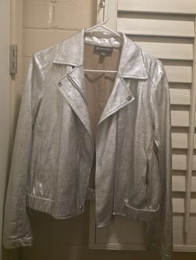 INC . Silver Moto Jacket - Medium